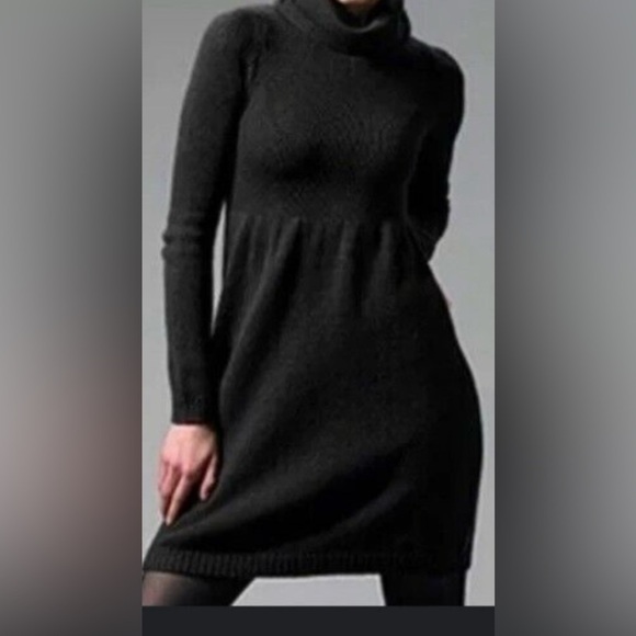 Vince Wool Blend Turtleneck Sweater Dress, Black - Picture 1 of 8